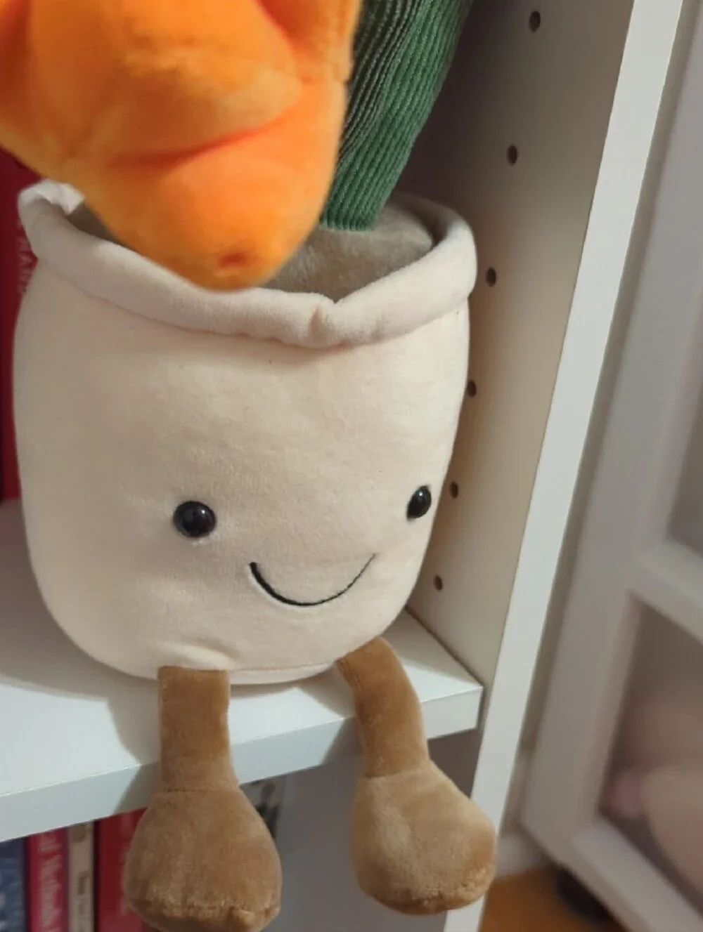 Smiling Plush Flower Pot Toy with Orange Tulips